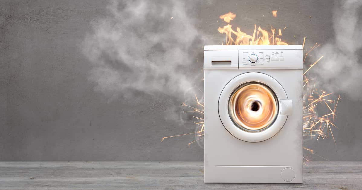 a defective washer lights on fire | Coplan and Crane